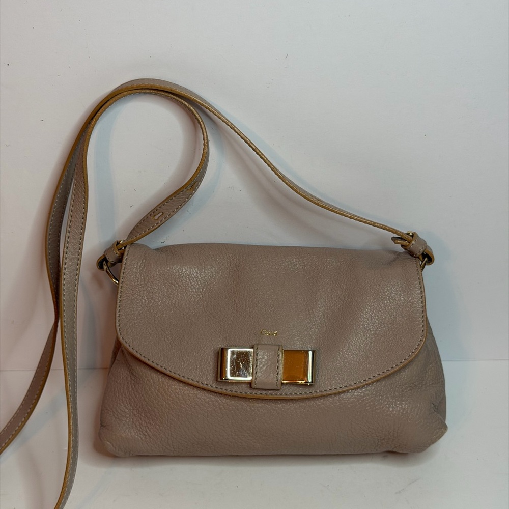 Chloé Calfskin Lily Crossbody Shoulder Bag in Lily Taupe Color